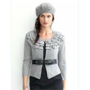 Banana Republic Coquette Cardigan Sweater Women Size S Gray Soft Wool Cashmere